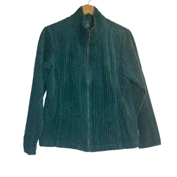 Woolrich Women's Kinsdale Cotton Corduroy Deep Atlantic Green Full Zip Jacket M - Picture 1 of 10